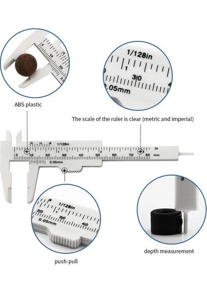 120MM Beyaz 80MM 120MM 150MM Dıy Ağaç Işleme Metal Işleme Sıhhi Tesisat Modeli Yapımı Sürmeli Kumpas Diyafram Derinlik Çapı Ölçü Aracı Plastik (Yurt Dışından) indirimleri