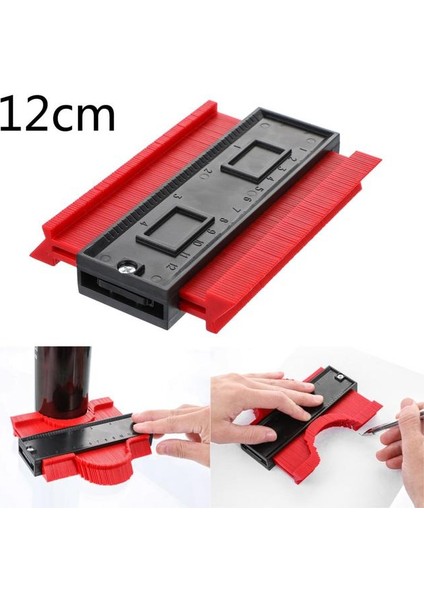 12 cm Kırmızı Şekil Ölçer Plastik Profil Kopya Ölçer El Aracı Teksir Ölçeği Şablon Ahşap Markalama Araçları Fayans Laminat Kiremit Aracı (Yurt Dışından)