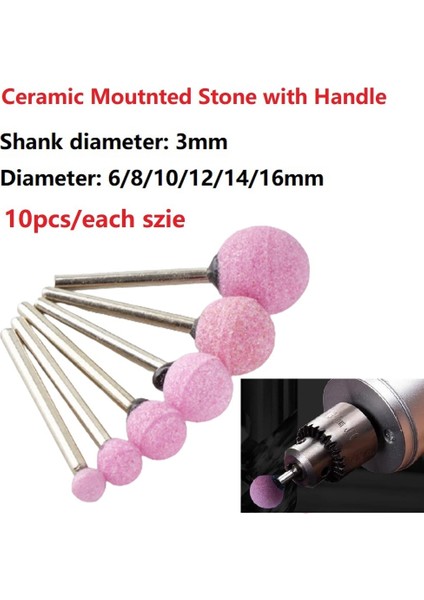 8mm 10 Adet 3mm Shank Top Şeklinde Seramik Taşlama Kafası Taşlama Çapak Tekerlek Taşlama Mobilya El Sanatları Döner Aletler (Yurt Dışından)