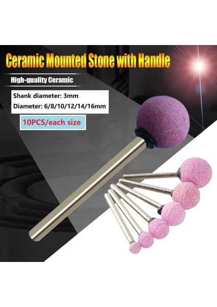 8mm 10 Adet 3mm Shank Top Şeklinde Seramik Taşlama Kafası Taşlama Çapak Tekerlek Taşlama Mobilya El Sanatları Döner Aletler (Yurt Dışından)