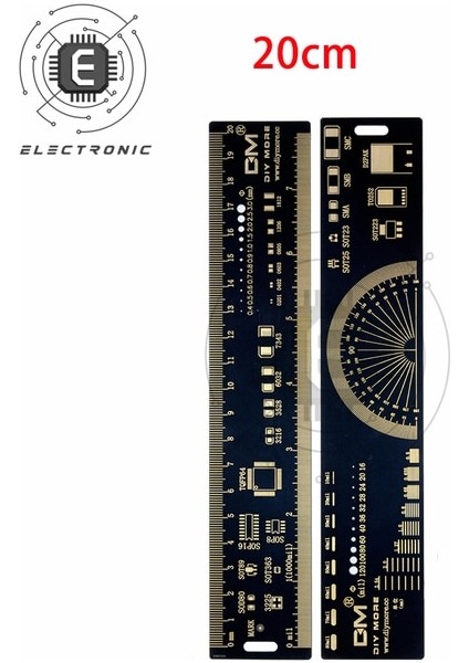 20CM Aideepen 3 Tip 15CM 20CM 25CM Pcb Cetvel Çok Fonksiyonlu Ölçüm Aracı Direnç Kondansatör Çip Ic Smd Diyot Transistör (Yurt Dışından)