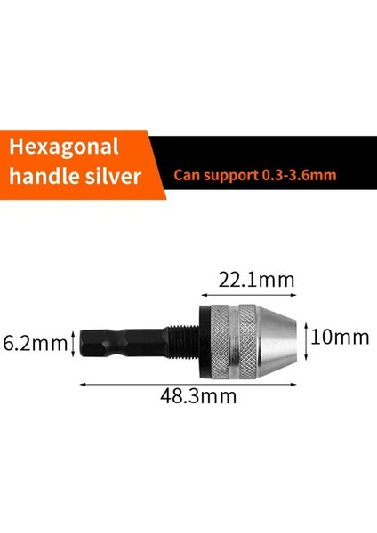 0.3 -3.6mm Gümüş Mini Anahtarsız Matkap Chuck 0.3-6.5mm Kendinden Sıkmalı Elektrikli Matkap Uçları Pens Fikstür Araçları 1/4 "hex Shank Hızlı Değişim Dönüştürücü (Yurt Dışından)