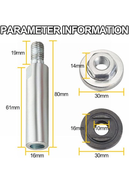 80MM Açı Öğütücü Uzatma Biyel M10 Diş Adaptörü Şaft Somunları 100 Açılı Taşlamalar/parlatıcılar Taşlama Kafaları (Yurt Dışından)