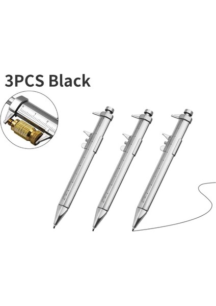 3 Adet Siyah 1-5 Adet Çok Fonksiyonlu Kumpas Kalem 0-100 Sürmeli Kumpas Silindiri Tükenmez 1.0mm Mavi Siyah Öğrenci Kırtasiye Ölçme Araçları (Yurt Dışından)