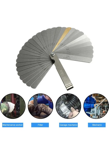 32 Bıçak Kombinasyonu Feeler Ölçer Paslanmaz Çelik Çıkarılabilir Metrik Imperial 0.04-0.88MM Kalınlık Ölçüm Aletleri Ölçer (Yurt Dışından) fırsatları