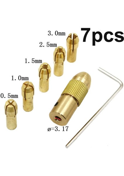 7 Adet 0.5mm-3.0mm Mini Matkap Pens Seti Pirinç Matkap Aynaları Adaptör Uçları Büküm Elektronik Matkap Chuck Aracı Güç Döner Aracı (Yurt Dışından)