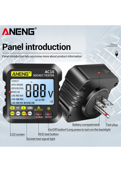 2 Adet PT2002 Aneng AC10 Soket Test Cihazı Fiş LCD Dijital Güç Gerilim Dedektörü Sıfır Hat Fişi Polarite Faz Kontrolü Abd/ab/ingıltere Multimetre Test Cihazı (Yurt Dışından)