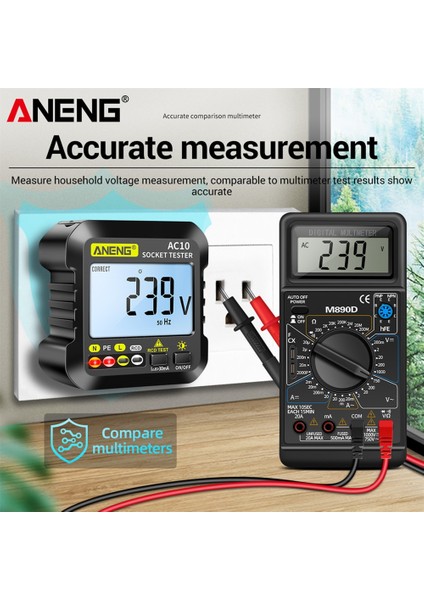 2 Adet PT2002 Aneng AC10 Soket Test Cihazı Fiş LCD Dijital Güç Gerilim Dedektörü Sıfır Hat Fişi Polarite Faz Kontrolü Abd/ab/ingıltere Multimetre Test Cihazı (Yurt Dışından)