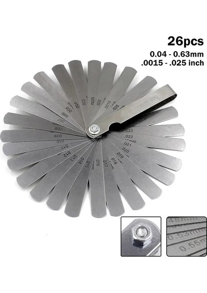 16 Adet Yüksek Kalite 14/16/25/26/32 Adet Telemetre Sentil Valfi Öğretim Sentil 0.04-0.88 mm Boşluk BOYUTU.0015-.035 Bakır Levha (Yurt Dışından)
