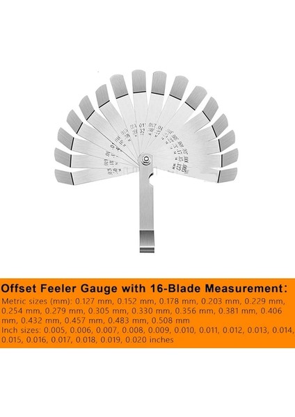 16BLADE 16/20/25/26/32 Bıçak Feeler Ölçer Metrik Boşluk Dolgu 0.127-0.508MM Gage Ölçüm Aracı Motor Supap Ayarı (Yurt Dışından)