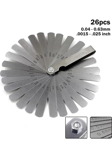 16BLADE 16/20/25/26/32 Bıçak Feeler Ölçer Metrik Boşluk Dolgu 0.127-0.508MM Gage Ölçüm Aracı Motor Supap Ayarı (Yurt Dışından)