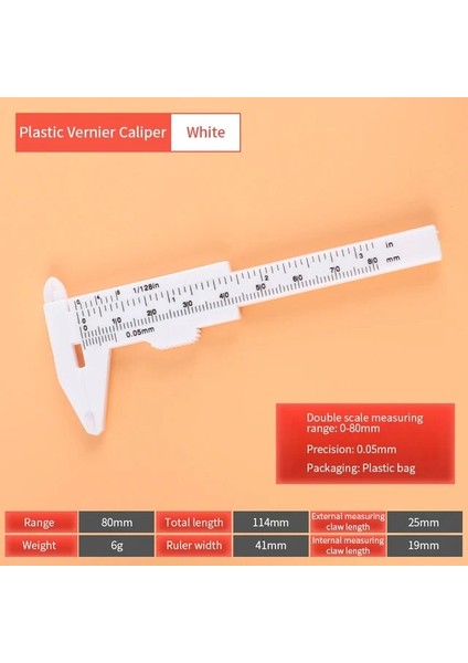 0-80MM Beyaz Dijital Kumpas Elektronik Plastik Kumpaslar Sürmeli Ölçme Aletleri Marangozluk Aracı Cetvel Büyük Ekran Pakometre Dijital Kalibre (Yurt Dışından)