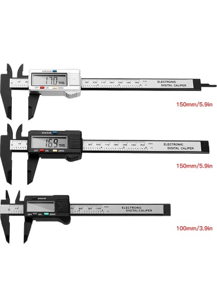 Kaliper Siyah 150 Dijital Kumpas 6 Inç Elektronik Sürmeli Kumpas 100MM Kaliper Mikrometre Dijital Cetvel Ölçme Aracı 150MM 0.1mm (Yurt Dışından)
