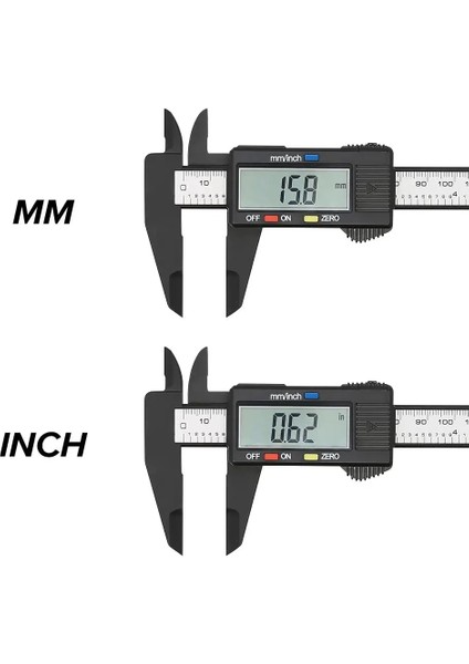 Plastik Elektronik Dijital Kumpas 0-150 mm Plastik Sürmeli Kumpas Inç/milometre Dönüşüm Mikrometre Cetvel ile Ölçme Aracı (Yurt Dışından)