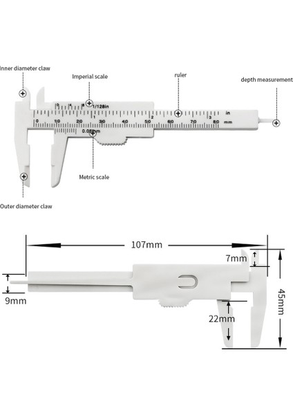 WHITE-150 0-80MM-150MM Sürmeli Kumpas Plastik Dıy Ölçü Aracı Cetvel Ağaç Işleme Metal Işleme Sıhhi Tesisat Modeli Diyafram Derinlik Çapı (Yurt Dışından) indirimleri