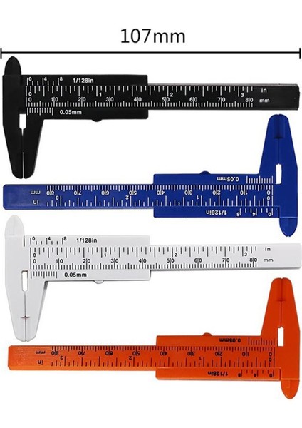 Mavi 80MM Mini Plastik Sürgülü Çift Ölçekli Sürmeli Kumpas Derinlik Çapı Ölçü Aracı Ölçüm Cetveli Mikrometre (Yurt Dışından)
