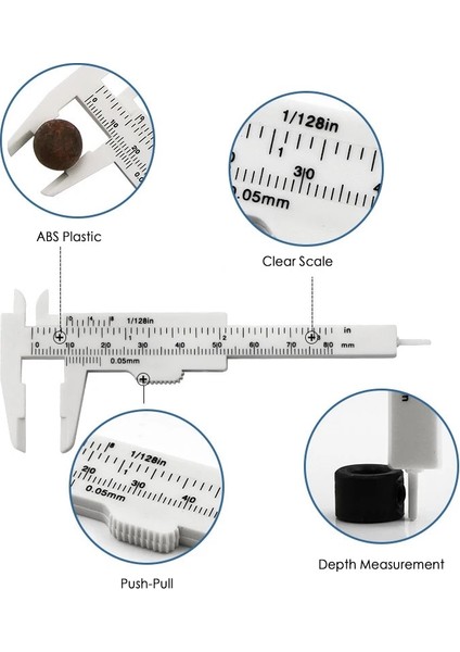 Mavi 80MM Mini Plastik Sürgülü Çift Ölçekli Sürmeli Kumpas Derinlik Çapı Ölçü Aracı Ölçüm Cetveli Mikrometre (Yurt Dışından) modelleri