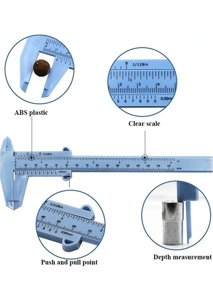 Koyu Mavi 0-150MM Abs Plastik Sürmeli Kumpas Ölçme Iç ve Dış Çap Aracı Ölçme Kalibre Takı Ölçme Cetveli Trammel (Yurt Dışından) fırsatları
