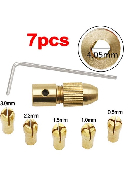 4.05MM 7 Adet Elektrikli Matkap Ucu Kiti Ayna Adaptörü Pens 0.5-3mm Mini Delme Aracı Matkap Klasörü Bakır Kap Döner Elektrikli El Aletleri Için (Yurt Dışından)