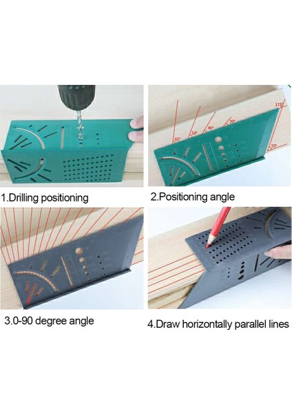 Plastik Yeşil T Tipi Ağaç Işleme Ölçer Cetvel Çok Fonksiyonlu Cetvel 45 90 Derece Ölçer Kuralı Ölçüm Aracı Marangozluk Scribe Mark Hattı Ölçme (Yurt Dışından) fırsatları