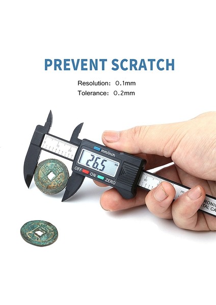Siyah 10 cm Yok Btr 150MM 100MM Elektronik Dijital Kumpas Karbon Fiber Kadran Sürmeli Kumpas Ölçer Mikrometre Ölçme Aracı Dijital Cetvel (Yurt Dışından)