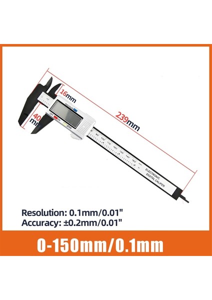 Kaliper Gümüş 150 Dijital Kumpas 6 Inç Elektronik Sürmeli Kumpas 100MM Kaliper Mikrometre Dijital Cetvel Ölçme Aracı 150MM 0.1mm (Yurt Dışından)