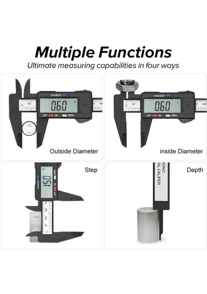 150MM Plastik Oauee 150MM 100MM 6 Inç Elektronik Dijital Kumpas Karbon Fiber Sürmeli Kumpas Ölçer Mikrometre Dijital Cetvel Ölçme Aracı (Yurt Dışından)