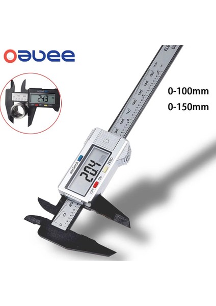 150MM Plastik Oauee 150MM 100MM 6 Inç Elektronik Dijital Kumpas Karbon Fiber Sürmeli Kumpas Ölçer Mikrometre Dijital Cetvel Ölçme Aracı (Yurt Dışından)