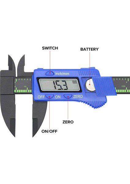 0 Ila 100MM Hassas Dijital Kumpas Büyük LCD Ekran Plastik Elektronik Sürmeli Kumpas Ölçme Aracı 6 Inç 0-150MM (Yurt Dışından)
