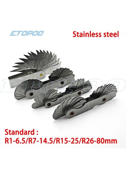 55 60 Derece Paslanmaz Çelik Yarıçap Ölçer R Ölçer R1-6.5 7-14.5 15-25 26-80 Yarıçap Ölçer Plaka Fileto Diş Ölçer Içbükey Dışbükey Ark Aracı (Yurt Dışından) fırsatları