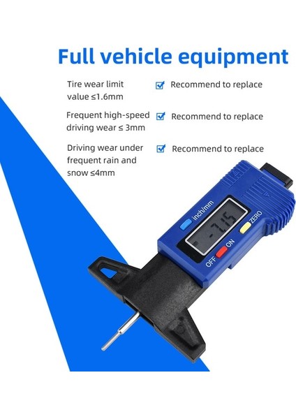 Mavi Dijital Araba Lastiği Lastik Diş Derinliği Ölçer Ölçer Otomatik Lastik Aşınma Algılama Kaliper Kalınlık Ölçer Ölçme Aracı Dropship (Yurt Dışından)