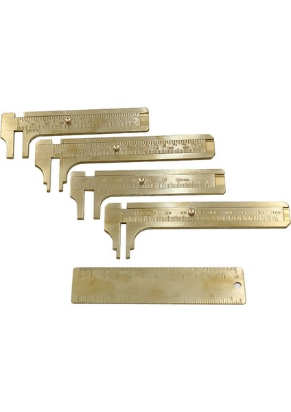 DAN-100MM Yüksek Kaliteli Mini Pirinç Kumpas Saf Bakır Sürmeli Çift Ölçekli Ölçüm Cetveli Taşınabilir Retro (Yurt Dışından) fırsatları