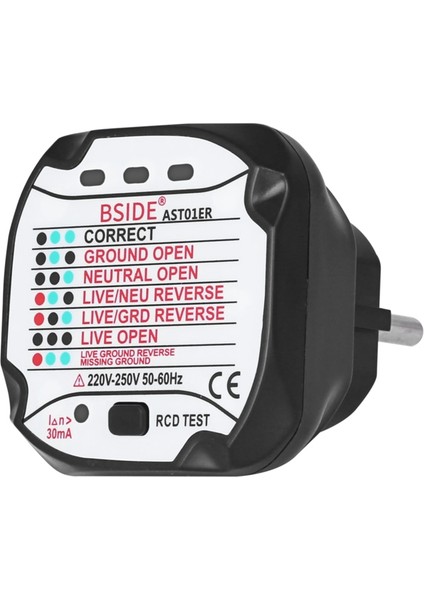 Au Fiş Güç Çıkışı Soket Test Cihazı AST01 Ab Abd Ingıltere Au Fiş Rcd Gfcı Test Çıkışı Dedektörü Toprak Sıfır Hattı Fişi Polarite Faz Kontrolü (Yurt Dışından)