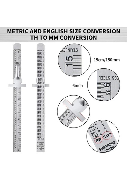 1 Adet Paslanmaz Çelik Cetvel Klipsli 6 Inç/15 cm Cep Ölçme Aletleri Derinlik Ölçer Sürgülü Doğru Cetvel (Yurt Dışından) fırsatları