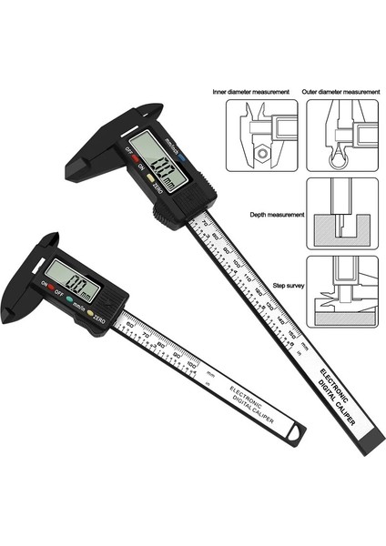 Siyah Yeni 0-150MM Dijital Sürmeli Kumpas 6 Inç Kart Cetvel LCD Elektronik Karbon Fiber Altimetre Mikrometre Göstergeleri Ölçme Aracı (Yurt Dışından) fırsatları