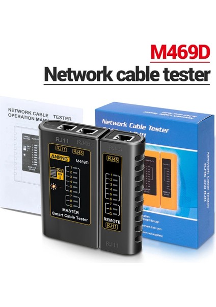 Sarı M469D RJ45 Kablo Lan Test Cihazı Ağ Kablosu Test Cihazı RJ45 RJ11 RJ12 Cat5 Utp Lan Kablo Test Cihazı Ağ Aracı Ağ Onarım Araçları (Yurt Dışından)