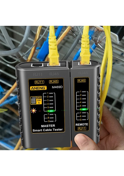 Sarı M469D RJ45 Kablo Lan Test Cihazı Ağ Kablosu Test Cihazı RJ45 RJ11 RJ12 Cat5 Utp Lan Kablo Test Cihazı Ağ Aracı Ağ Onarım Araçları (Yurt Dışından)
