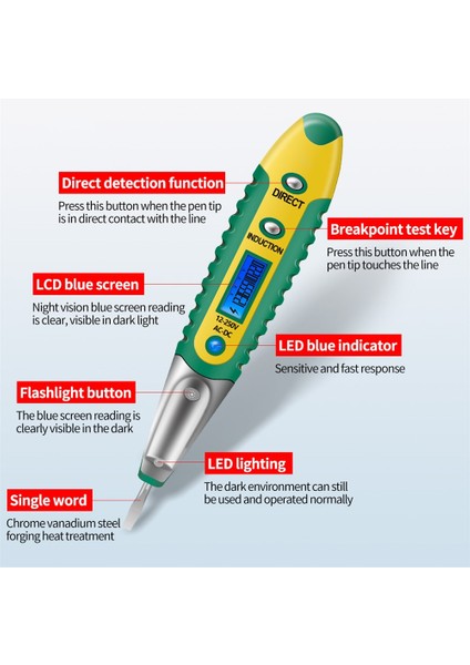 Siyah Kırmızı Temassız Gerilim Dijital Test Kalemi Test Cihazı Elektrik LCD Ekran Tornavida Gerilim Dedektörü Test Kalemi Ac/dc 12-250 V Electr (Yurt Dışından)