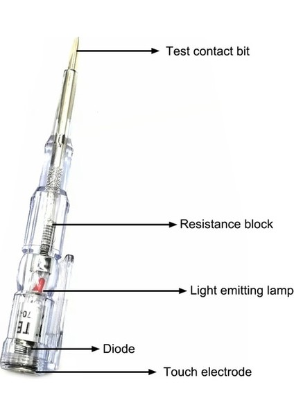 Beyaz Ac/dc 70-250V Su Geçirmez Kaynaklı Elektrik Test Cihazı Kalem Tornavida Probu Işık Gerilim Test Cihazı Dedektörtest Kalemi Elektrikçi Aracı (Yurt Dışından)
