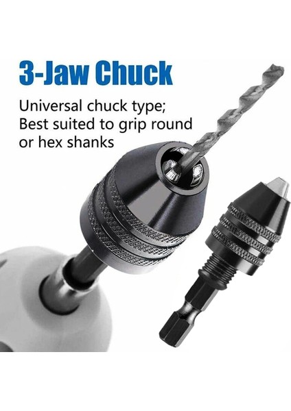 Gümüş 6.3mm Hex Shank Hızlı Değişim Anahtarsız Matkap Ucu Chuck Hex Shank Adaptörü 0.3-3.6mm 1/4 "hex Shank Matkap Uçları Dönüştürücü El Aletleri (Yurt Dışından) modelleri