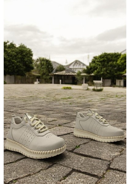 D25YA-3275 Krem Kadın Sneaker Deri Tam Ortopedik Casual Günlük Kadın Ayakkabı indirimleri