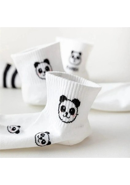 5 Çift Dikişsiz Panda Desenli Kısa Kadın Çorap fırsatları