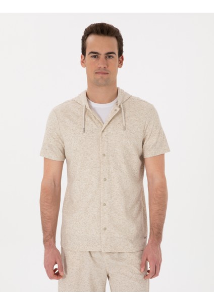 Erkek Bej Regular Fit Örme Gömlek 50302564-VR011