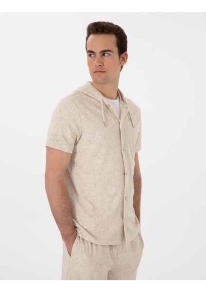 Erkek Bej Regular Fit Örme Gömlek 50302564-VR011
