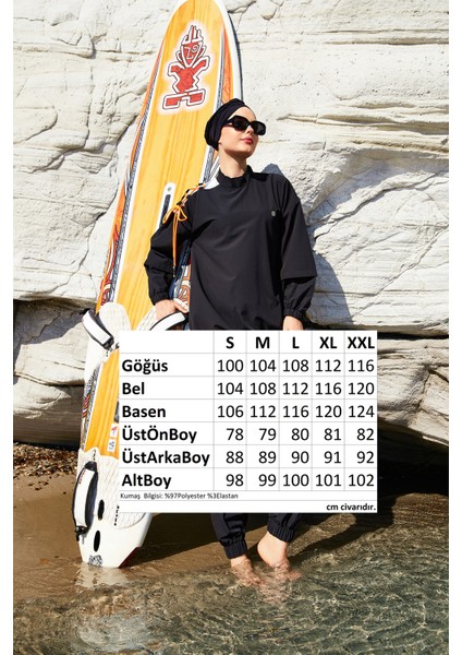 Spor Likra Tam Kapalı Tesettür Mayo Kimber 1202 Siyah fırsatları