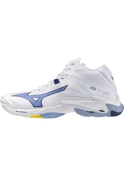 Wave Lightning Z8 Mıd Voleybol Ayakkabısı Erkekler İçin Beyaz Mavi Hafif ve Nefes Alabilir