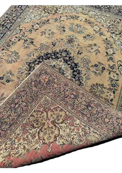 El Dokuma Eskitme Ladik Halısı 202 x 288 Vintage Krem Pembe Halı modelleri