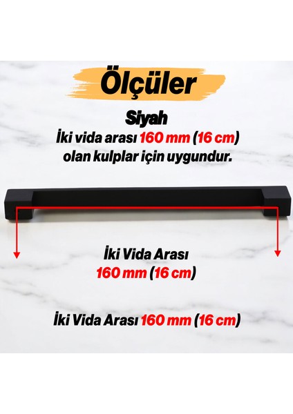 Mobilya Mutfak Çekmece Dolap Dolabı Kulbu (160 mm - 16 cm) Siyah Metal fiyatları