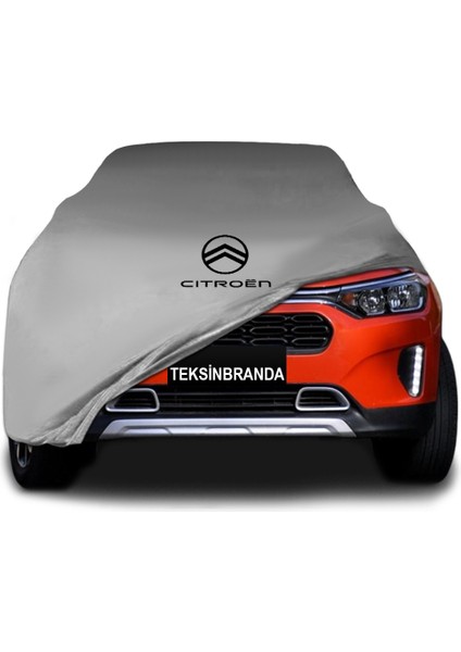 Citroen C3 Xr (2019 - ) Gri Kumaş Araba Branda Logolu Kumaş Araba Brandası Penye Oto Branda