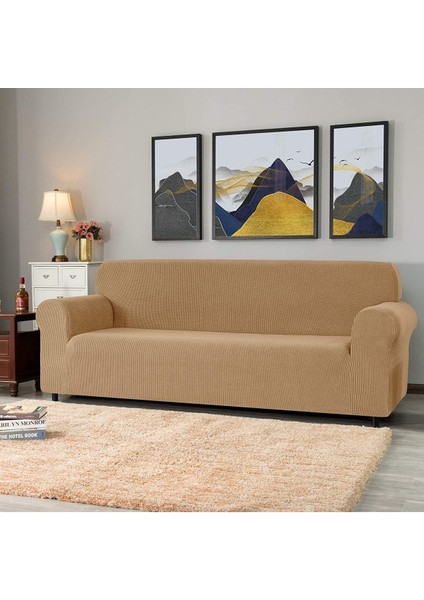 Koltuk Örtüsü Koltuk Kılıfı Çekyat Kılıfı Esnek Yıkanabilir ve Lastikli-Açık Kahve Renk